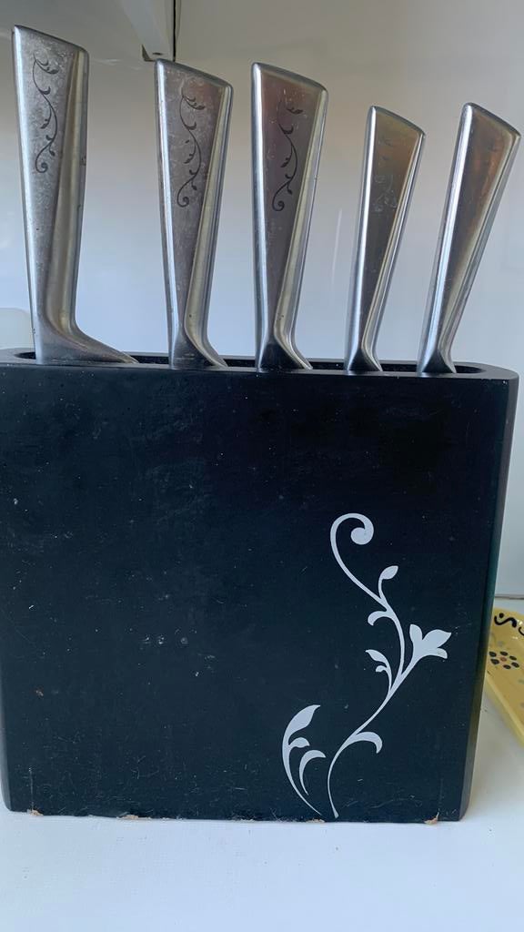 Bloc avec 5 couteaux de cuisine, Résiste au lave-vaisselle, Enlèvement ou Envoi, Ensemble de couverts, Utilisé
