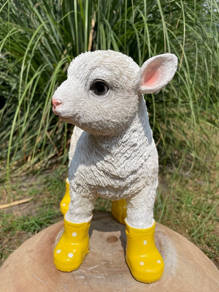Bottes en agneau jaunes, chambre de bébé, cadeau 30cm, Enlèvement ou Envoi, Neuf, Synthétique, Animal