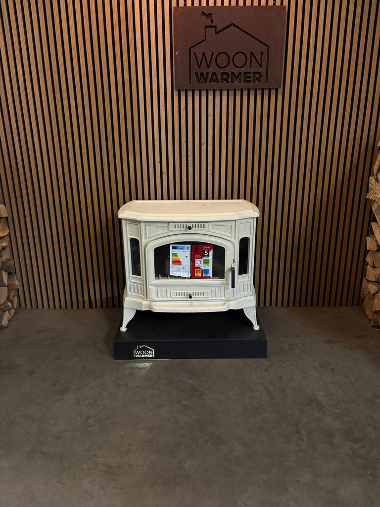 26051 NIEUW Gietijzeren houtkachel beige 10 kw, Huis en Inrichting, Kachels, Ophalen, Gebruikt, Houtkachel, Vrijstaand