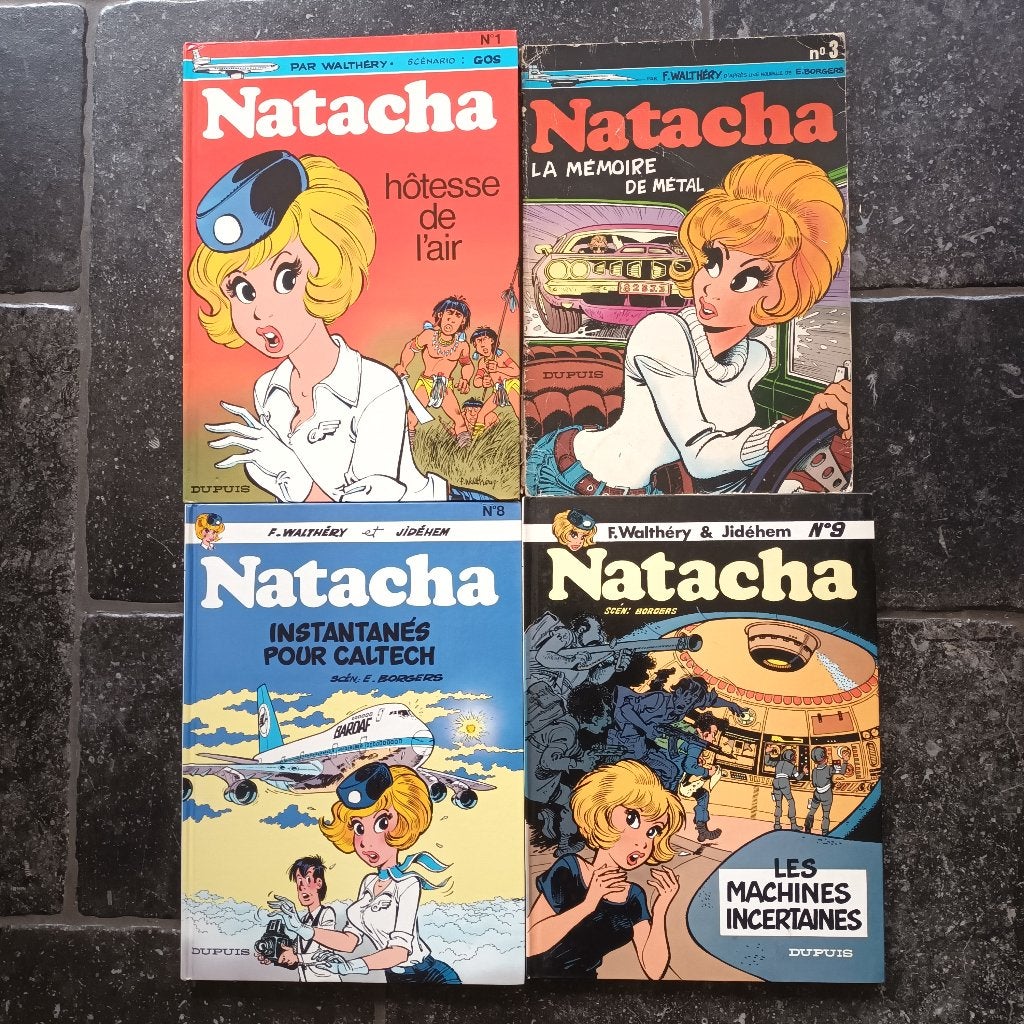 BD Natacha 4 tomes (les nr 1, 3, 8 et 9), Enlèvement ou Envoi, Comme neuf, Plusieurs BD, Walthery