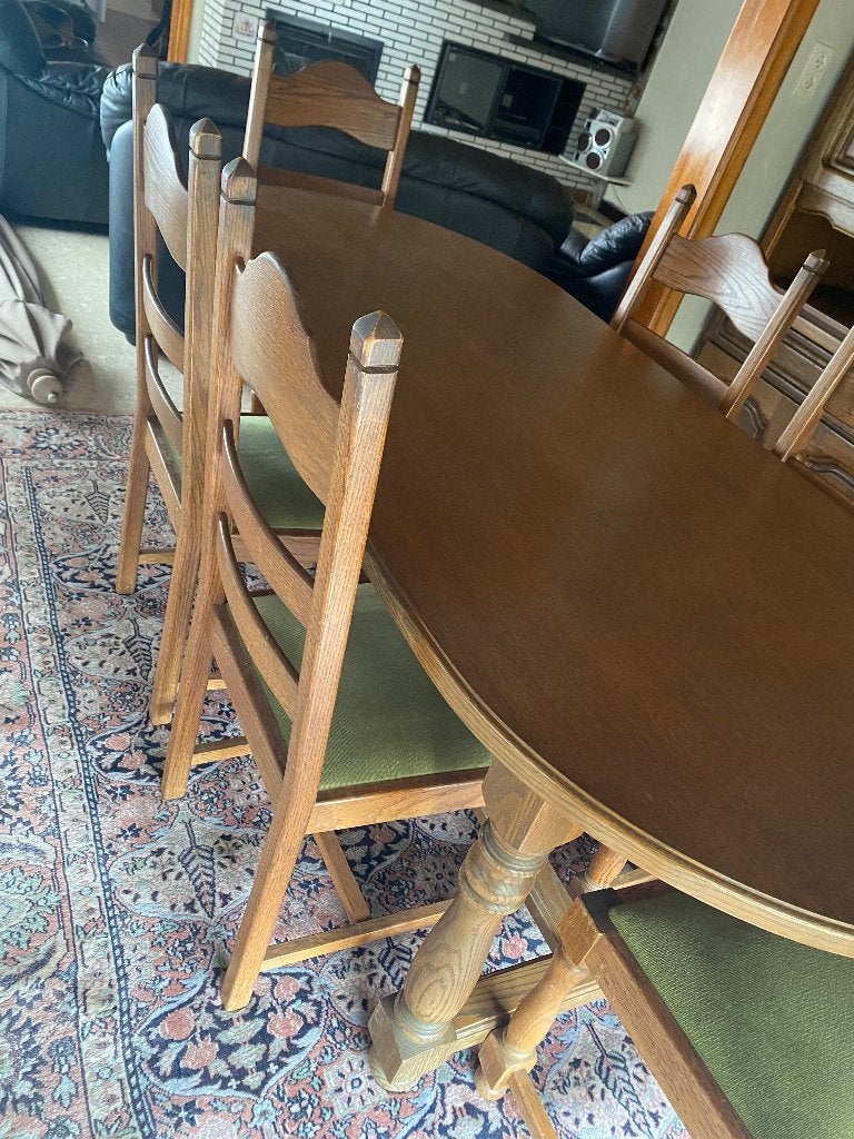 Tafel en stoelen, Huis en Inrichting, Ophalen, Gebruikt, Eikenhout, 200 cm of meer