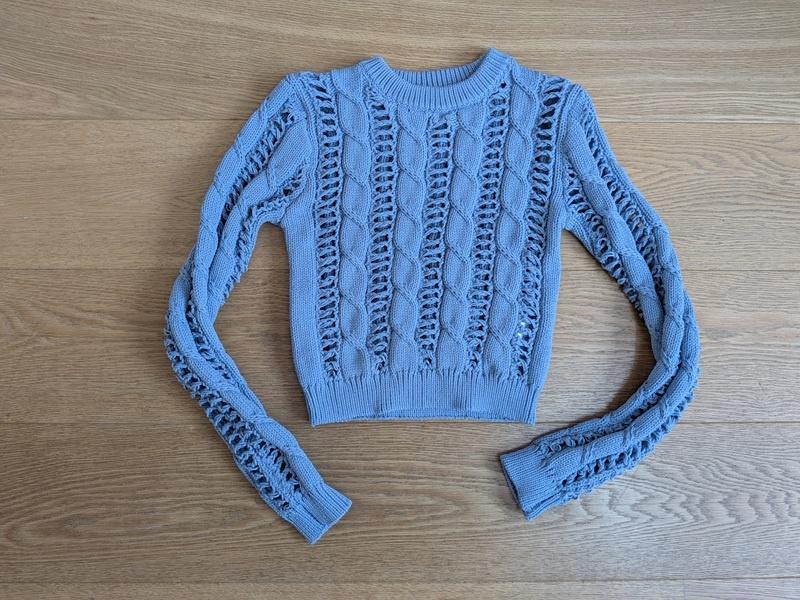 femme - pull ajouré bleu Bershka - taille XS, Ophalen, Gedragen, Blauw