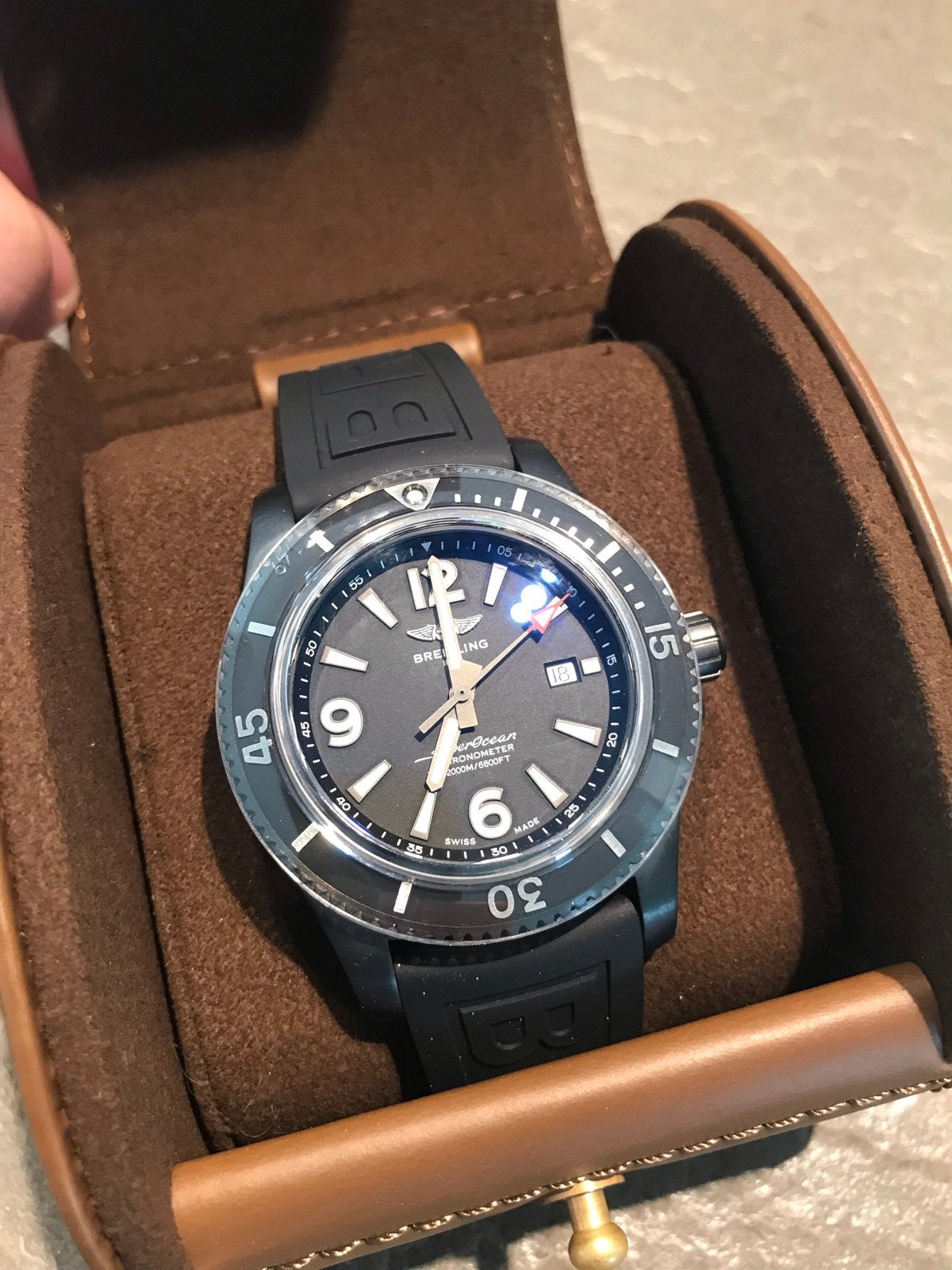 Breitling Superocean 46 « Blacksteel » - SET COMPLET, Montre-bracelet, Breitling, Comme neuf, Enlèvement