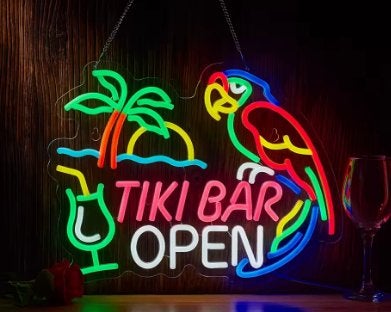 Lampe LED de style néon Tiki Bar (39x30cm), Collections, Marques & Objets publicitaires, Neuf, Table lumineuse ou lampe (néon)