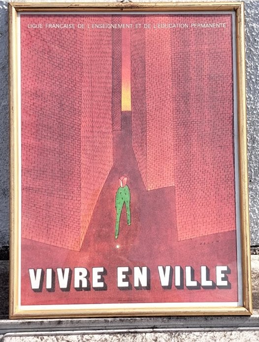 Lithographie vivre e ville de jean michel folon, Antiek en Kunst, Ophalen of Verzenden, Lithografie
