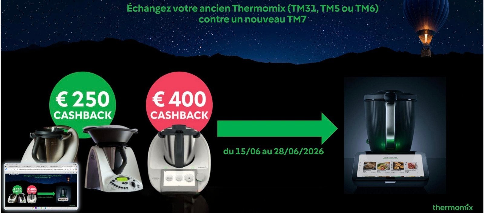CASH BACK  THERMOMIX, Enlèvement ou Envoi
