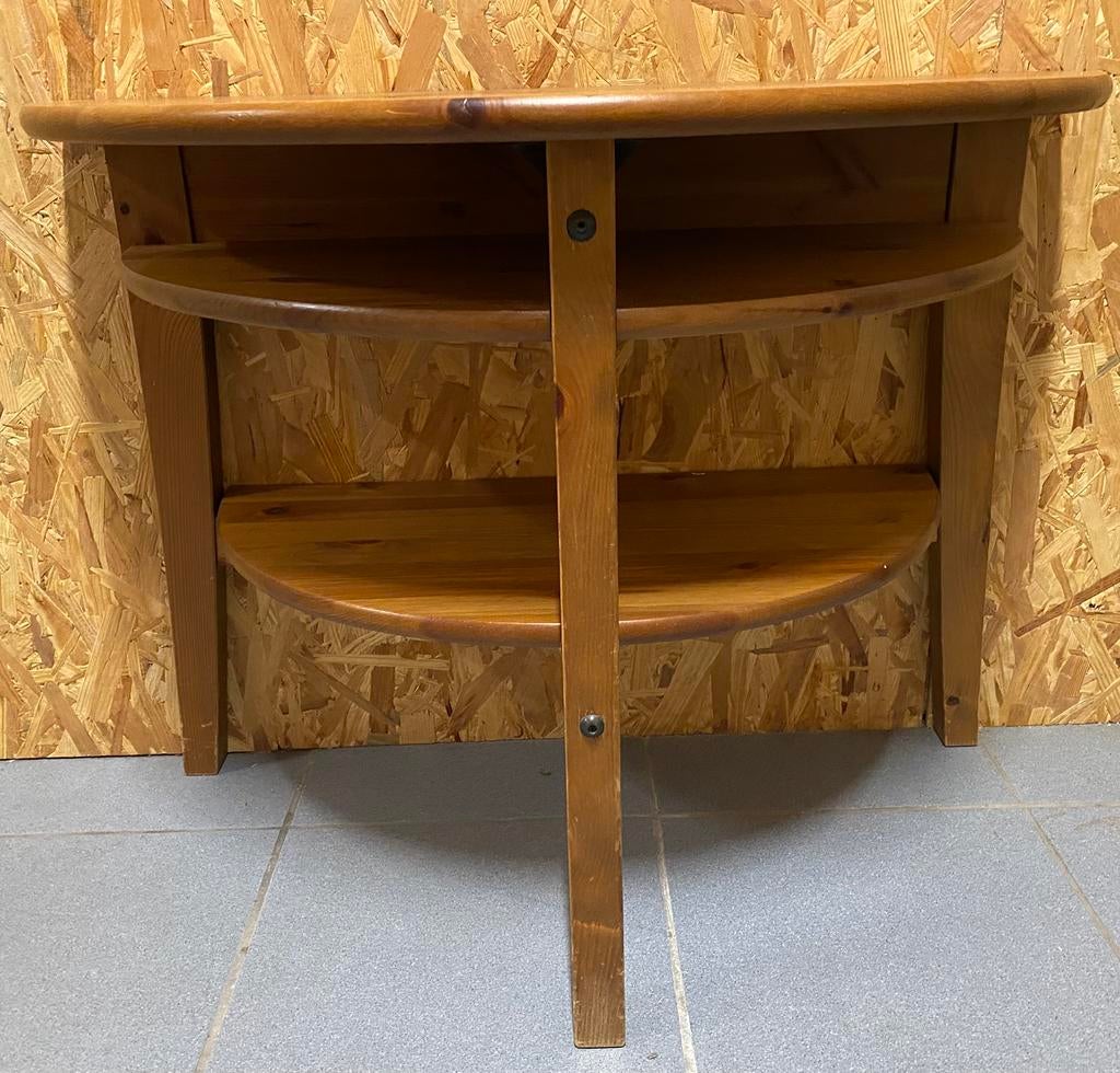 Houten halfronde bijzettafel, Huis en Inrichting, Tafels | Bijzettafels, Ophalen, Zo goed als nieuw, Hout