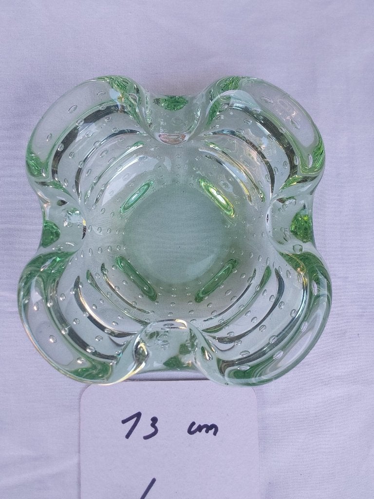 Asbak Antiek Glas groen 13cm/6cm, Antiek en Kunst, Ophalen of Verzenden