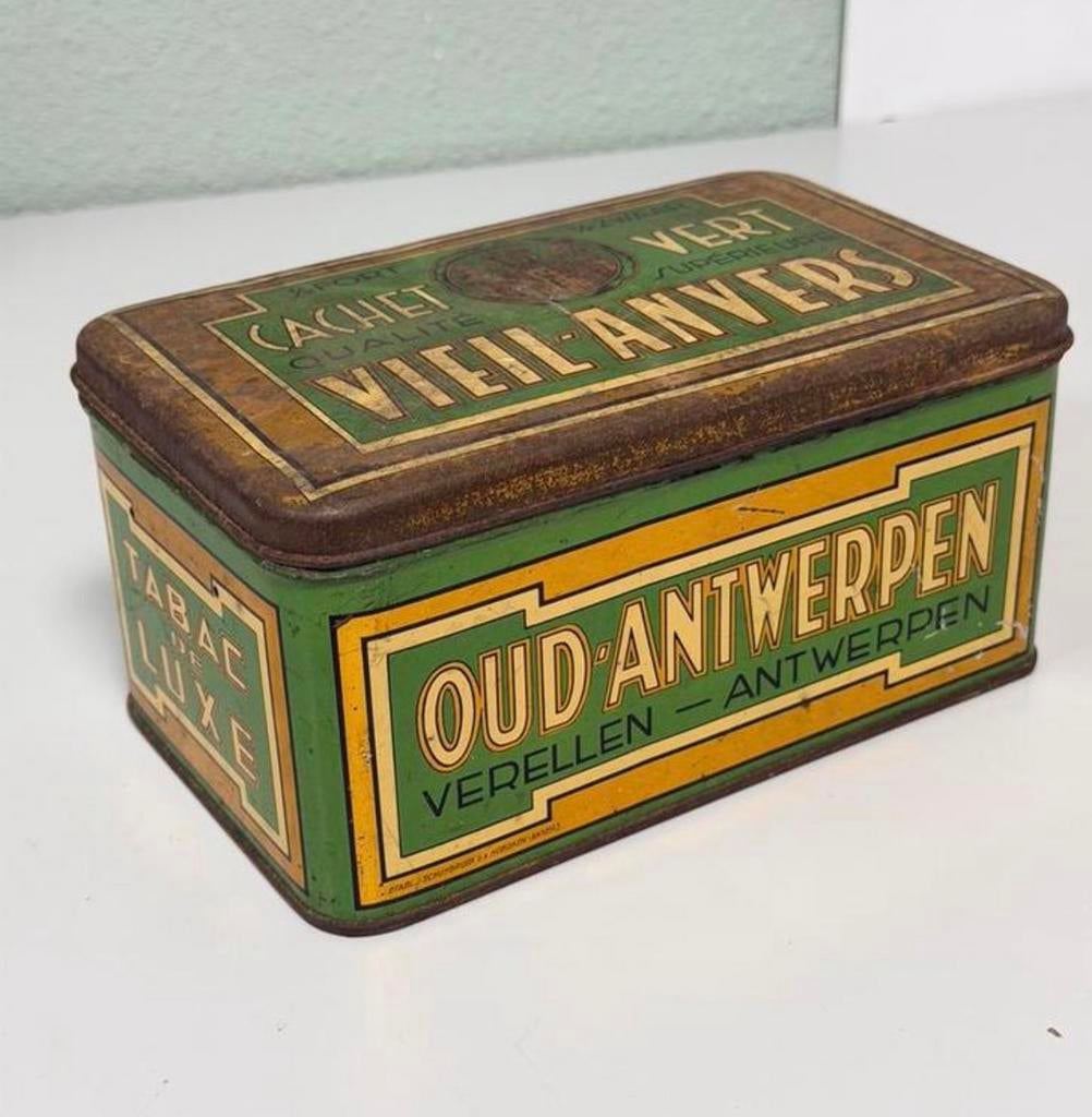 Vintage Tabaksblik Antwerpen Vieil-Anvers Verellen Antwerpen, Verzamelen, Blikken, Ophalen of Verzenden, Gebruikt, Overige