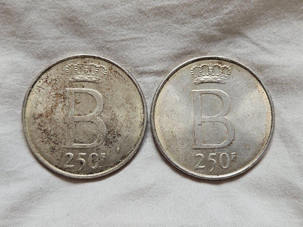 Munt 250 Frank 1976 Zilveren Boudewijn Vlaams set van 2x, Postzegels en Munten, Ophalen of Verzenden, Zilver, Setje, Zilver