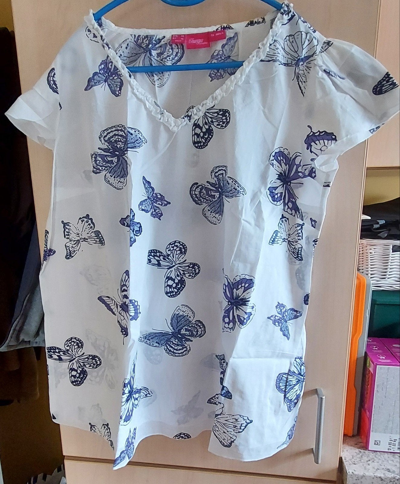 blouse très légère blanc et bleu 46, Kleding | Dames, T-shirts, Ophalen of Verzenden, Blauw