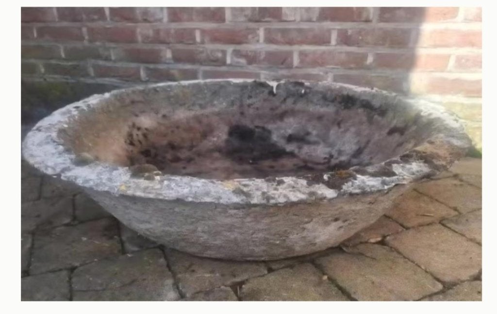 Bloembak  / bloemschaal in beton, Ophalen, Gebruikt, Minder dan 30 cm, Rond