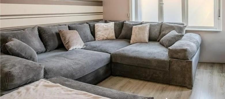 Big sofa Fatguy hoeksalon met poef, nieuwstaat, Huis en Inrichting, Ophalen, 250 tot 300 cm, 125 tot 150 cm, Hoekbank