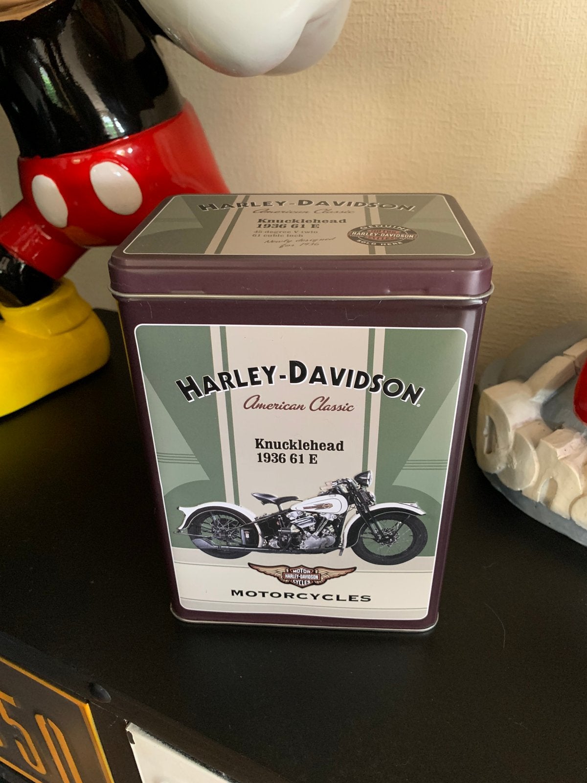 Opberg blikken doos Harley knucklehead, Ophalen, Nieuw, Metaal, Vintage