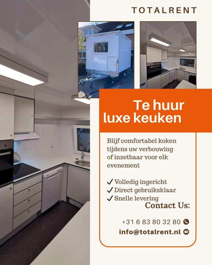 Te huur mobiele nood keuken de luxe aanhanher model, Ophalen, Zo goed als nieuw