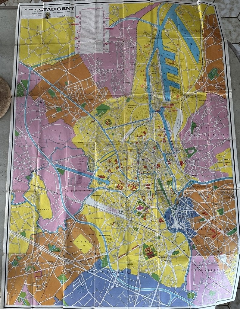 stadsplan GENT jaren 50-60, MERCHIERS Gentbrugge, 1800 tot 2000, België, Ophalen