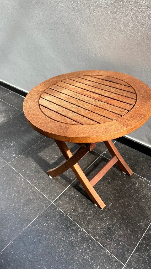 Houten rond tafeltje diameter 50 cm, Huis en Inrichting, Tafels | Salontafels, Ophalen, Zo goed als nieuw, Rond, Minder dan 50 cm