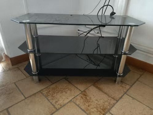 Table TV, 25 à 50 cm, Moins de 100 cm, Comme neuf, Verre