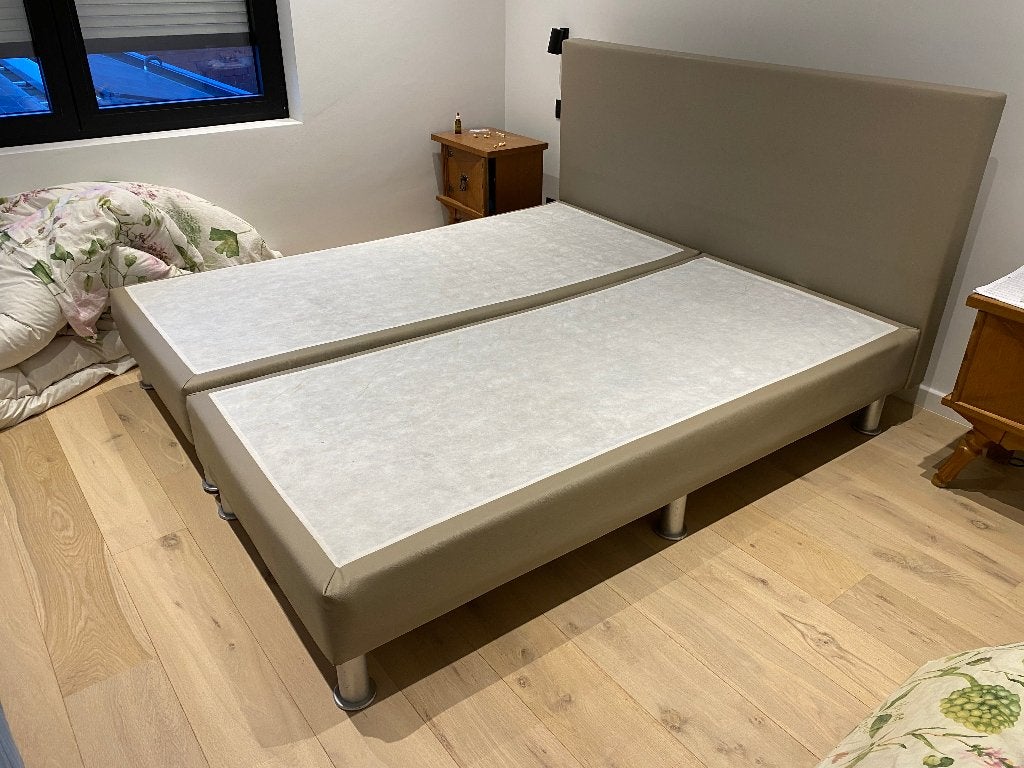 Springbox bed 200x180cm - Zelf ophalen, Ophalen, Gebruikt, Beige, Tweepersoons