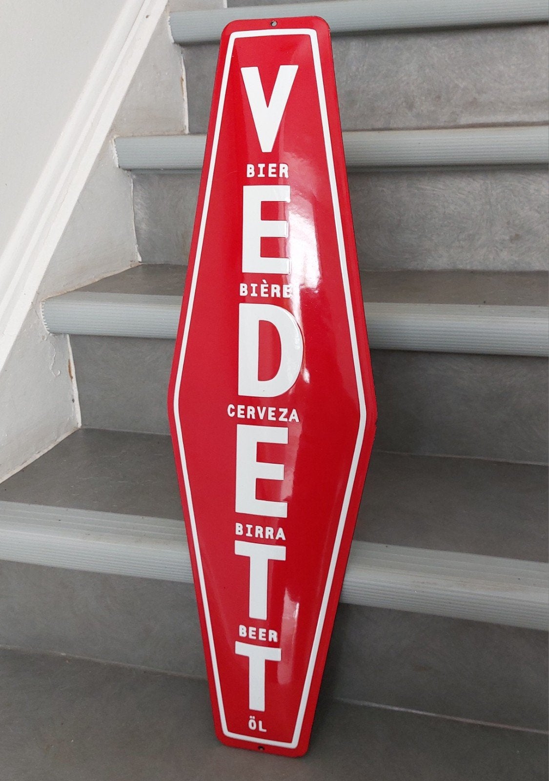 Vedett bier geëmailleerd plaatwerk, Ophalen of Verzenden, Zo goed als nieuw, Reclamebord