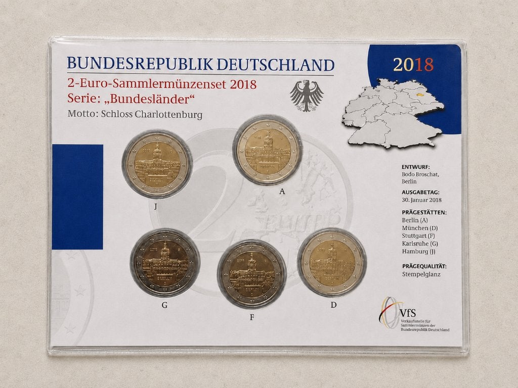 Coffret officiel Allemagne 2018 – Château de Charlottenburg, Envoi, Allemagne, 2 euros, Série