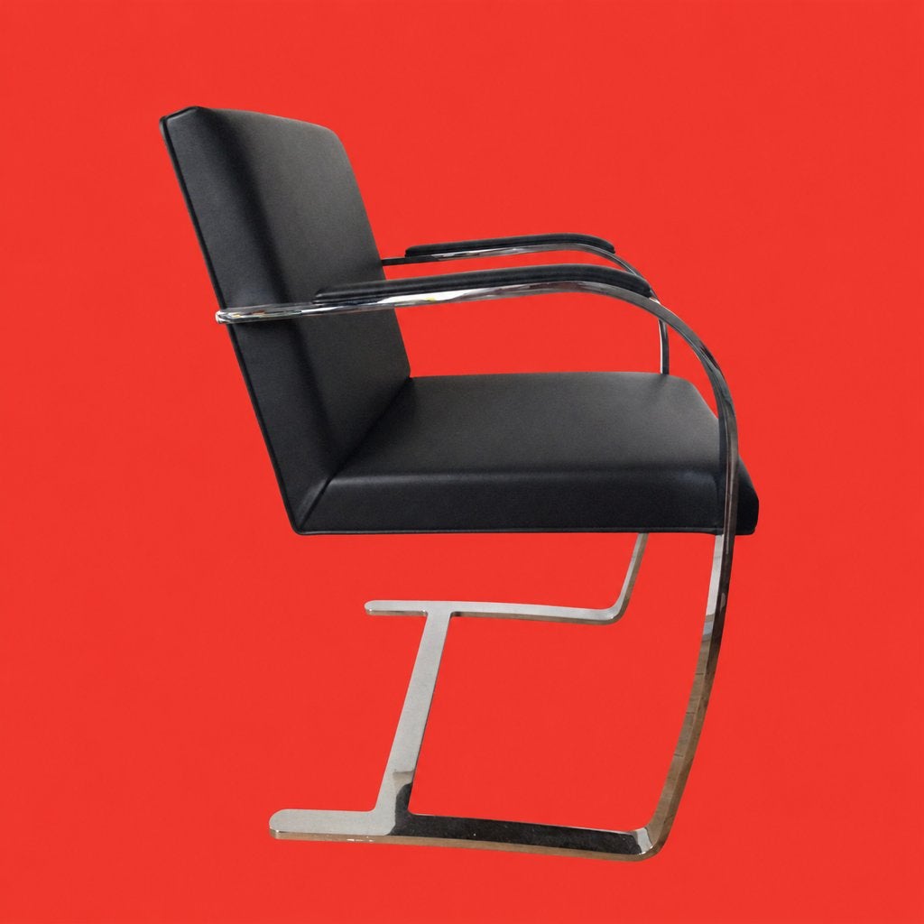 Knoll - Brno chair (Flat Bar) - Van der Rohe & Lilly Reich, Antiquités & Art, 79 cm, Chaise, Cuir, Massif