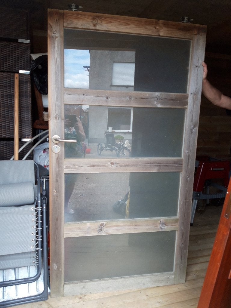 tuinhuis schuifdeur, Bricolage & Construction, Fenêtres & Moustiquaires, Moins de 200 cm, Enlèvement, Utilisé, Bois