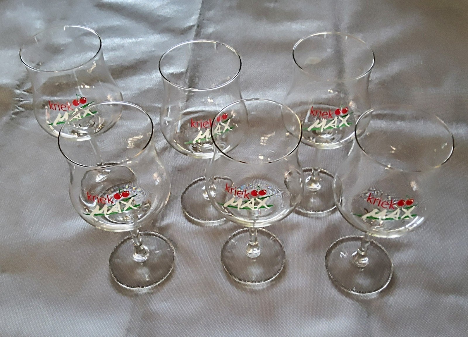 6 splinternieuwe ’Kriek Max’ bierglazen, Verzamelen, Glas en Drinkglazen, Nieuw, Bierglas, Ophalen
