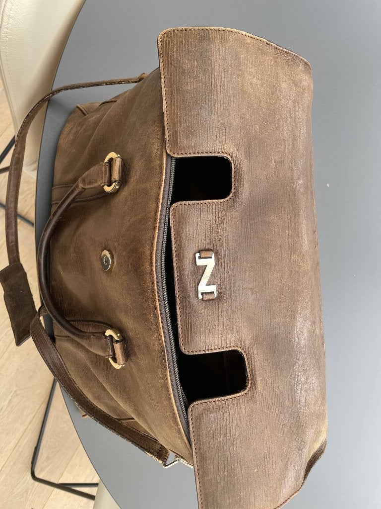 Laptop tas, Ophalen, Gebruikt, Bruin, Schouderband