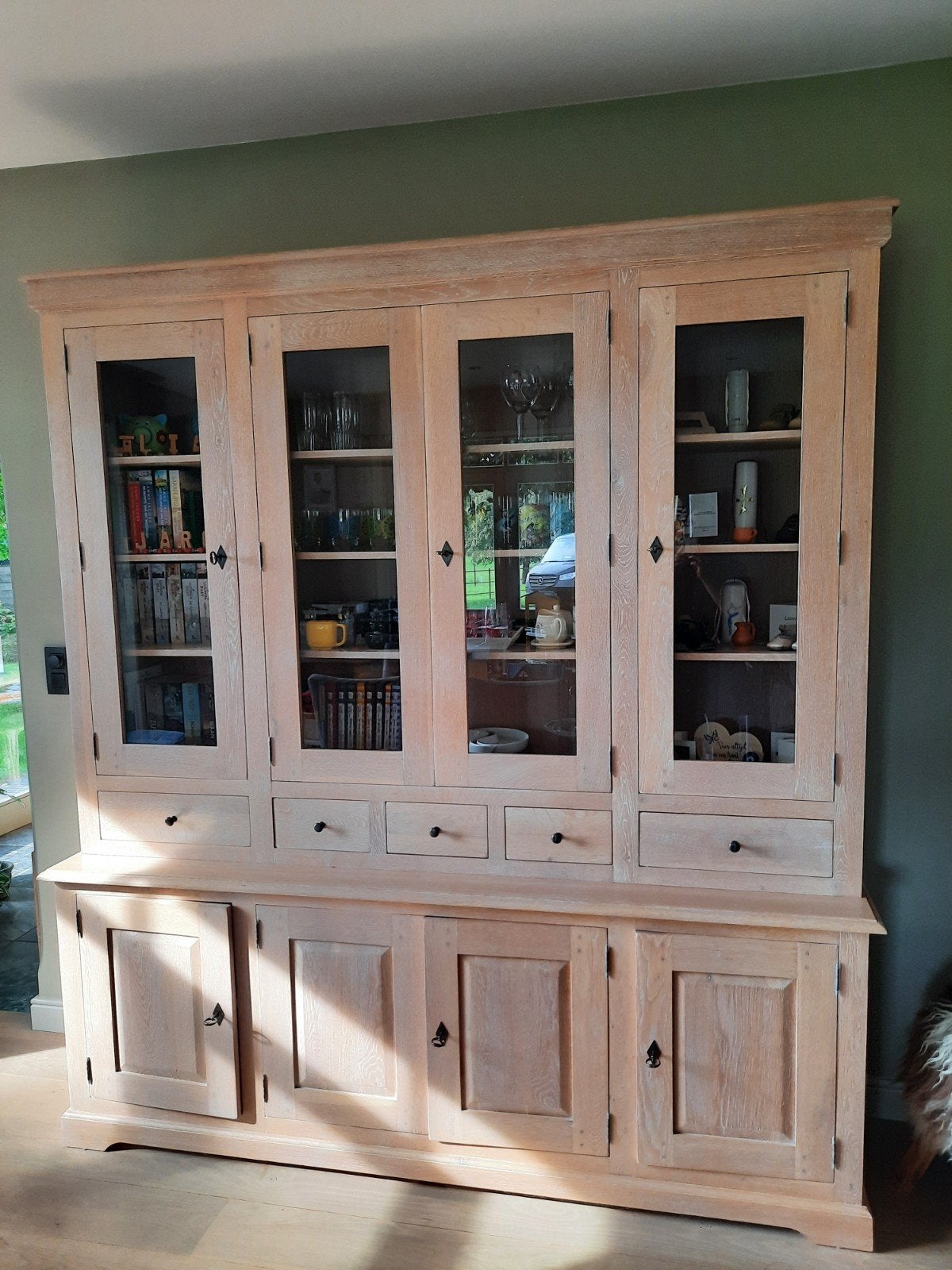 Eetkamer in Massief eik, Huis en Inrichting, Ophalen, Glas
