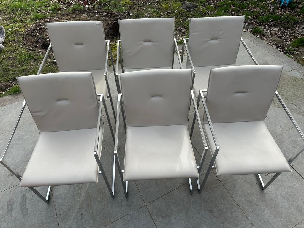 6x arco frame stoelen, Huis en Inrichting, Stoelen, Ophalen, Zo goed als nieuw, Grijs, Leer