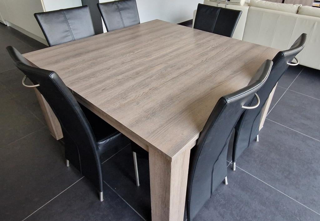 Tafel en stoelen, 100 à 150 cm, Cinq personnes ou plus, Carré, Enlèvement