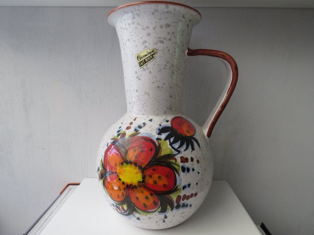 Vase à décor de fleurs Fait Main en céramique, Enlèvement ou Envoi