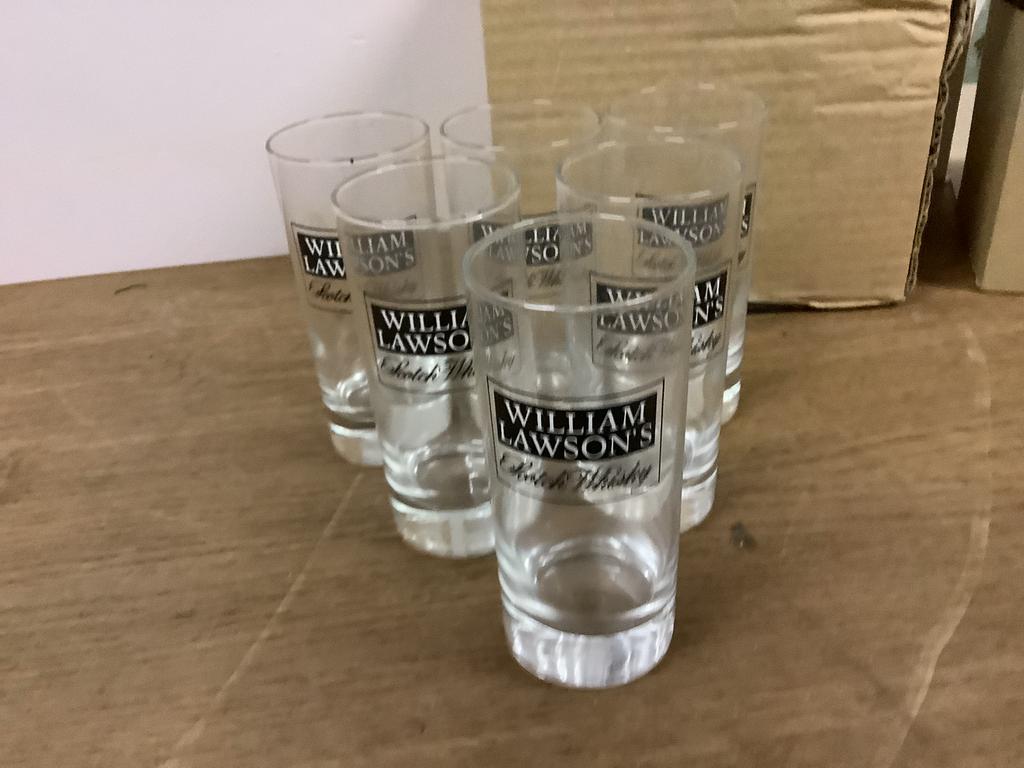 6 William Lawson’s Whisky glazen 13 cm, Verzamelen, Ophalen, Nieuw, Borrel- of Shotglas