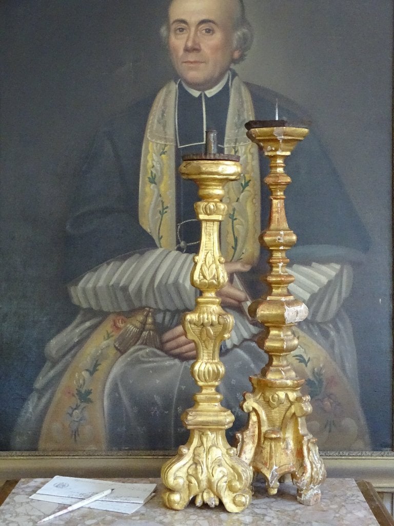 Vergulde houten kandelaars, Ophalen of Verzenden