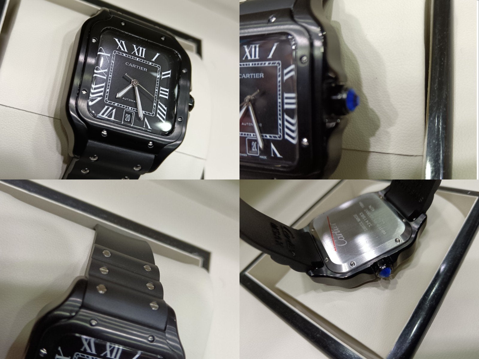 Cartier Santos de Cartier Grand Modèle, Handtassen en Accessoires, Ophalen of Verzenden, Nieuw, Zwart, Heer