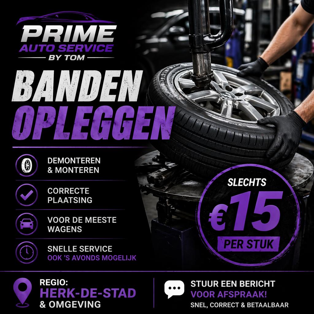 Banden opleggen – €15/stuk, Ophalen, Banden en Velgen