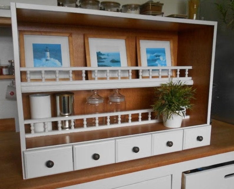 URGENT : MEUBLE EPICIER MURAL OU A POSER EN BOIS, Maison & Meubles, 25 à 50 cm, Enlèvement, Utilisé, Avec tablette(s)
