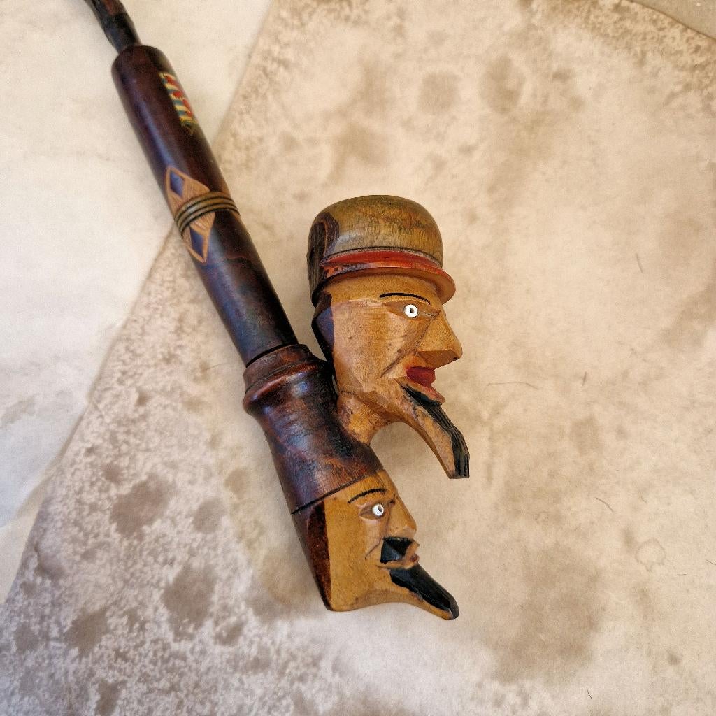 Pipe deux Têtes en bois gravé, Enlèvement ou Envoi, Utilisé, Autres types