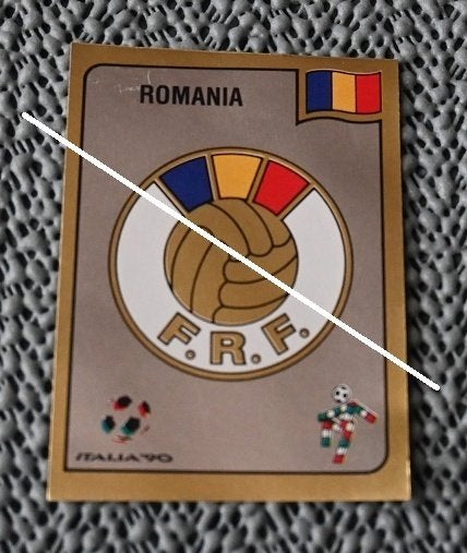 Panini Italia 90 Embleem Romania, Verzenden, Gebruikt, Poster, Plaatje of Sticker