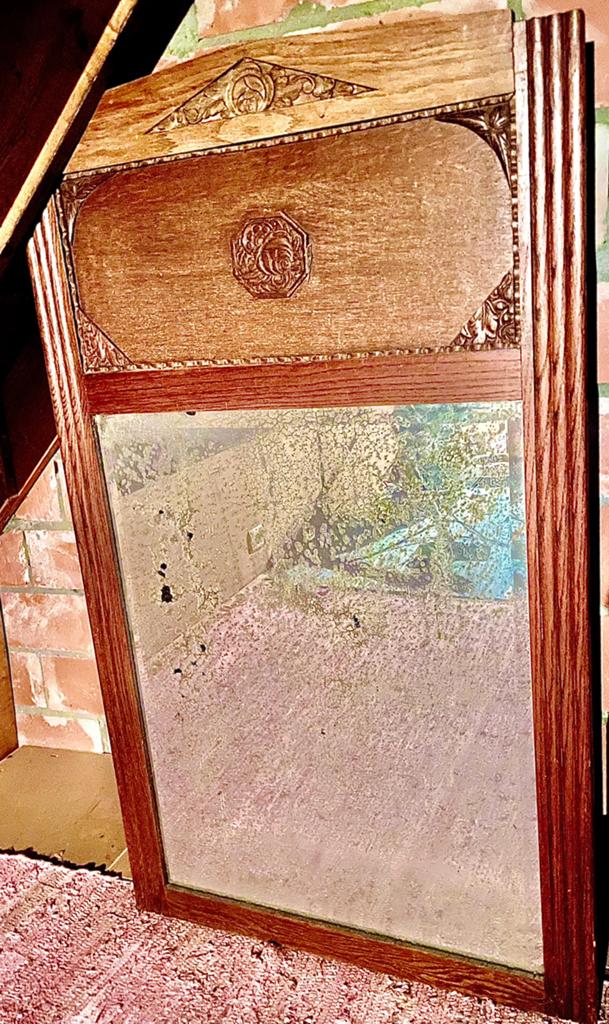 Antieke spiegel 19de eeuw: Trumeau met octagonaal medaillon, Antiek en Kunst, Ophalen, Rechthoekig, 50 tot 100 cm, 100 tot 150 cm