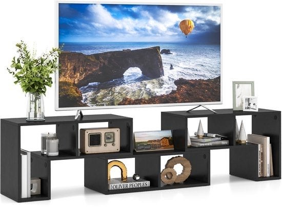 meuble TV modulaire noir — 3 pièces, extensible 140-180 cm, Enlèvement, Comme neuf, 150 à 200 cm, Moins de 100 cm
