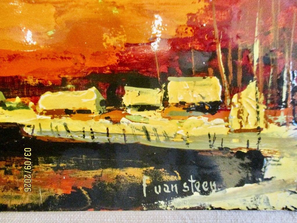 frans van steen 1922/2004 olie op karton, Abstract, Handgeschilderd, Papier/karton, Ophalen of Verzenden