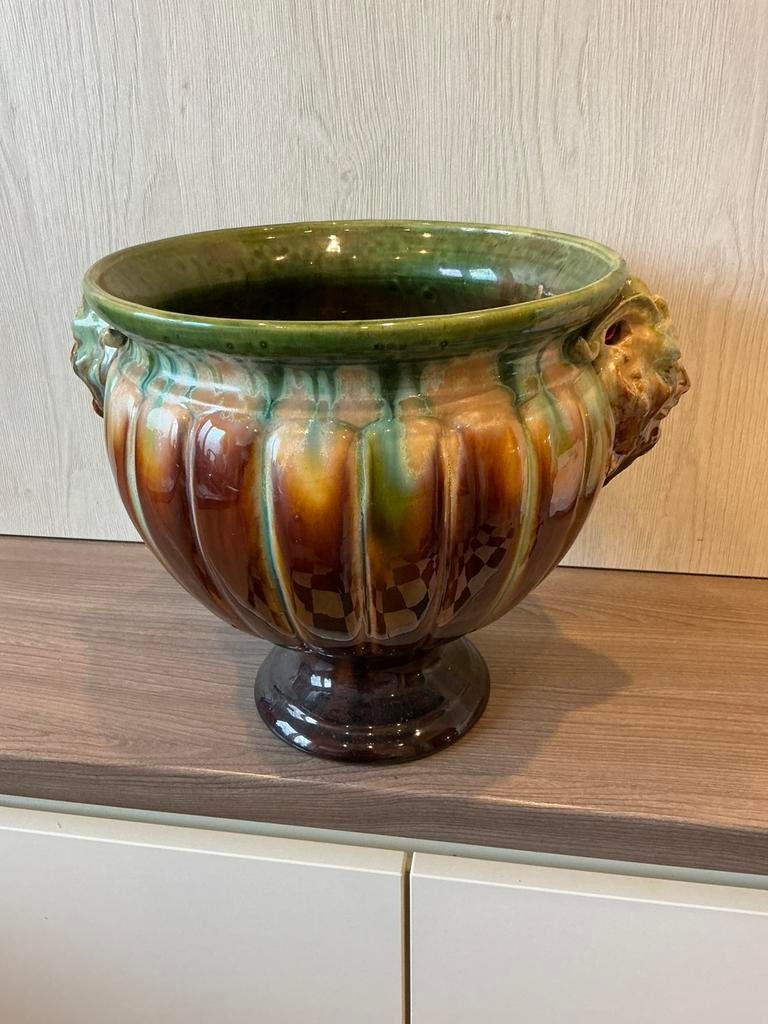 Antiek grote cachepot hasselt keramiek, Ophalen