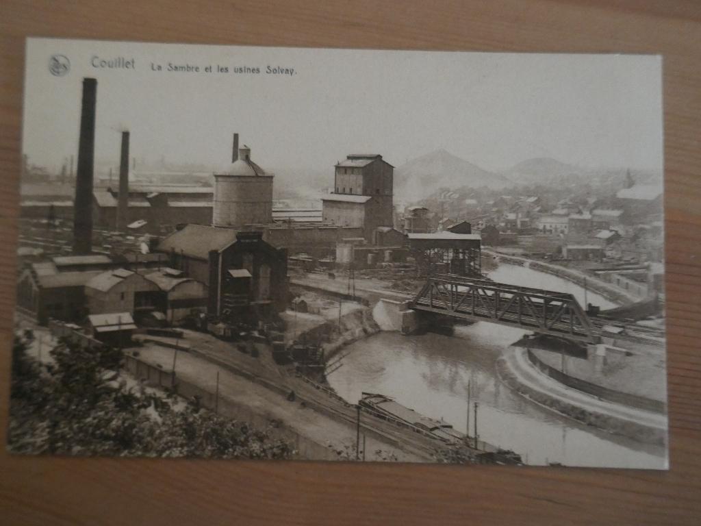 Couillet, la Sambre et les usines Solvay, Envoi, Non affranchie, Hainaut