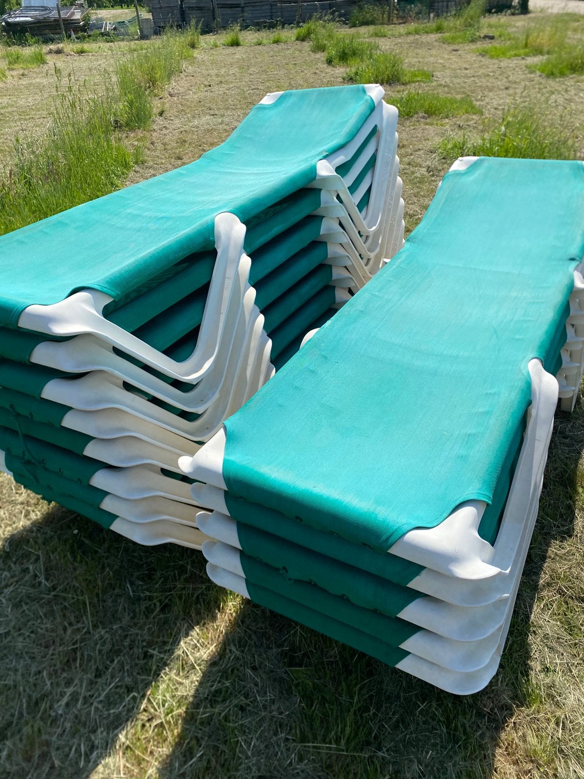 Ligbedden Strandbedden, Jardin & Terrasse, Chaises longues, Enlèvement ou Envoi, Utilisé, Synthétique, Réglable
