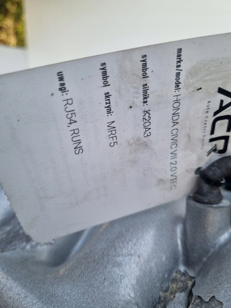 Moteur K20A3 Complet CIVIC HONDA, Envoi, Utilisé, Skoda