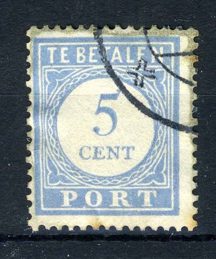PAYS-BAS P51 timbré 1912-1920 - Chiffre et valeur bleus, Envoi, Jusqu'à 1940, Affranchi
