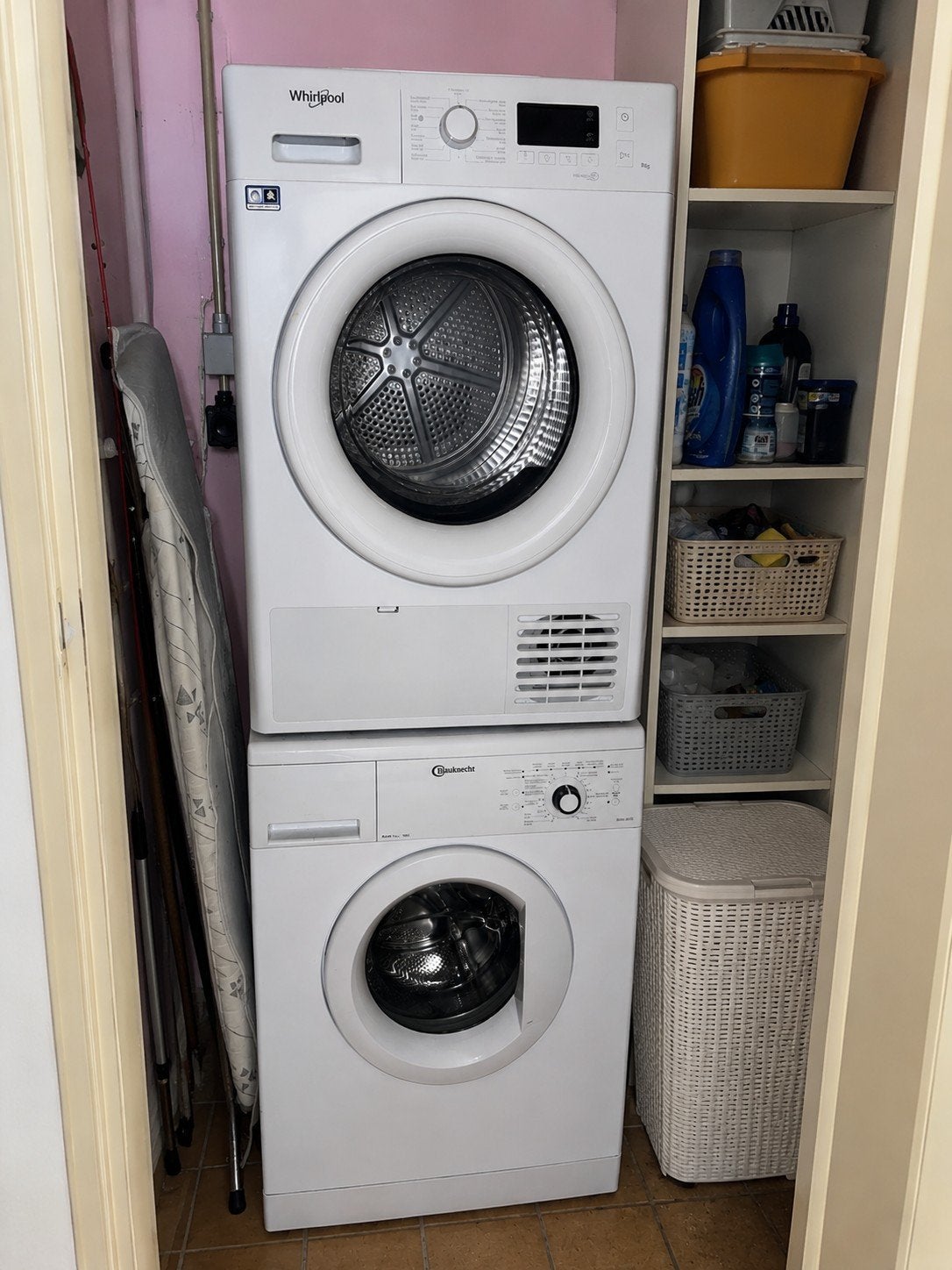 Whirlpool wasmachine + Bauknecht droogkast – te koop wegens, Elektronische apparatuur, Wasmachines, Ophalen