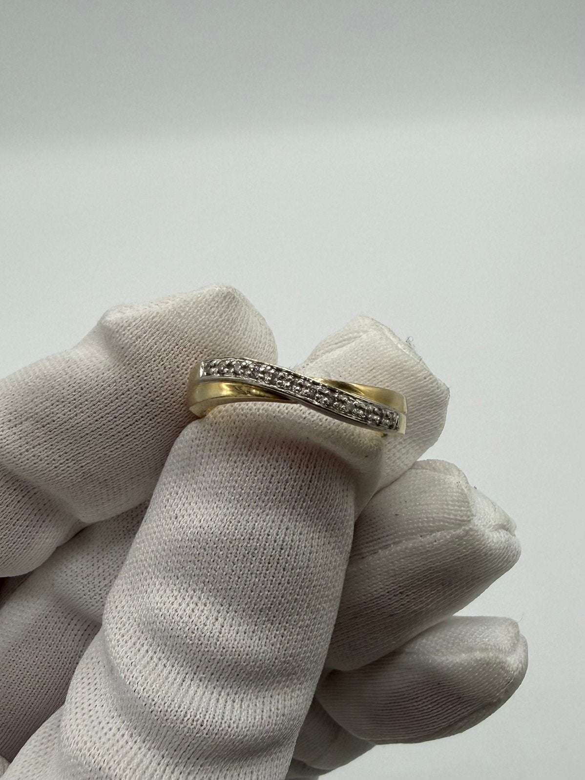 14K Gouden Ring 585 met 12 Diamanten Maat 18mm, 18 tot 19, Ophalen of Verzenden, Zo goed als nieuw, Met edelsteen
